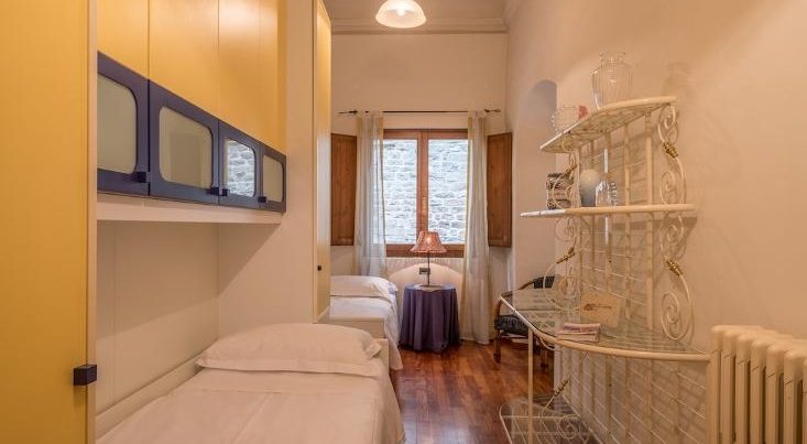 フィレンツェのアパート、シニョリーアビスタの寝室ツインタイプ